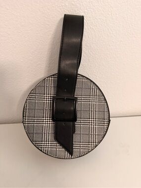 a new day Black and White Plaid Round Shoulder Bag
